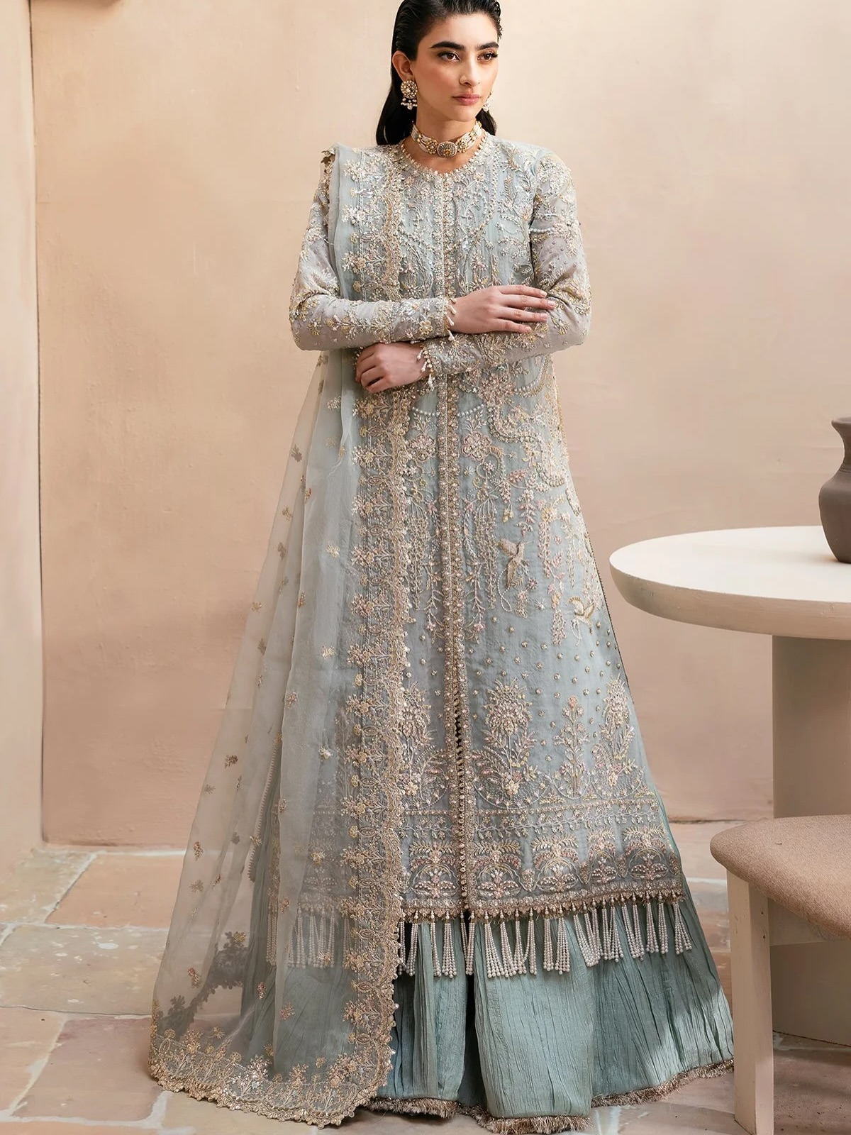 Silk Kameez with Dupatta - Royal Blue